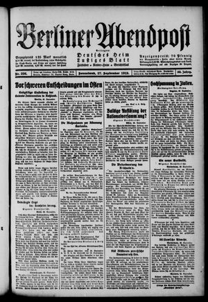 Berliner Abendpost vom 27.09.1919