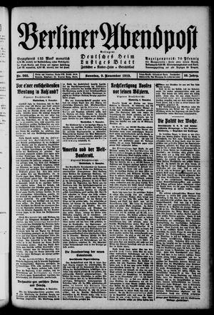 Berliner Abendpost vom 09.11.1919
