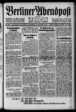 Berliner Abendpost vom 22.11.1919