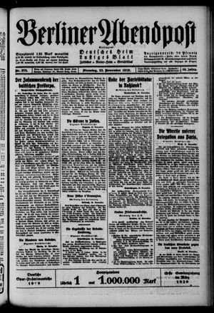 Berliner Abendpost vom 25.11.1919
