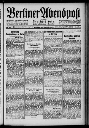 Berliner Abendpost vom 24.12.1919