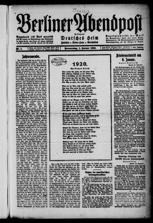 Berliner Abendpost vom 01.01.1920