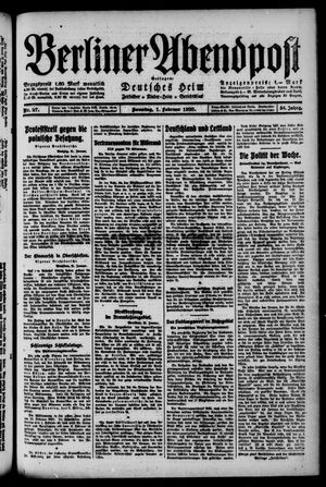Berliner Abendpost vom 01.02.1920