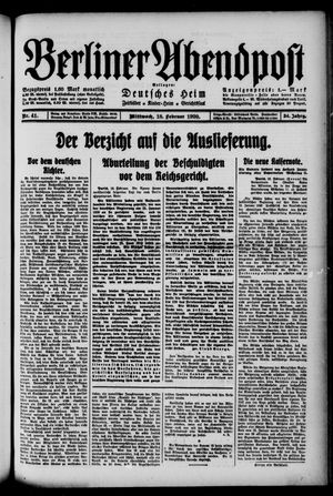 Berliner Abendpost on Feb 18, 1920