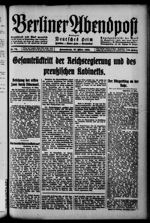 Berliner Abendpost vom 27.03.1920