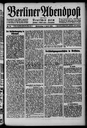 Berliner Abendpost on Apr 1, 1920