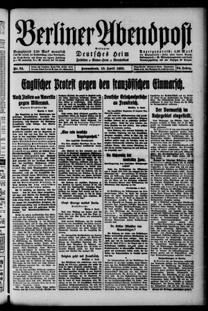 Berliner Abendpost on Apr 10, 1920