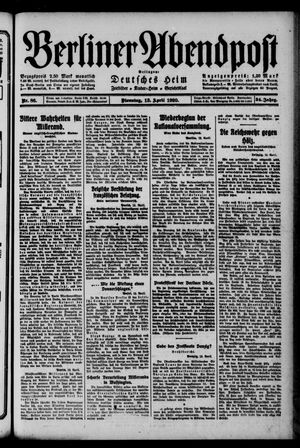 Berliner Abendpost on Apr 13, 1920