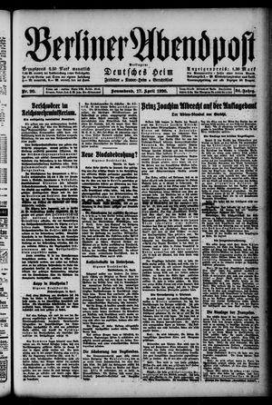 Berliner Abendpost vom 17.04.1920