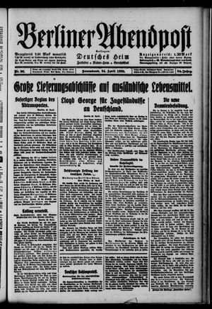 Berliner Abendpost on Apr 24, 1920