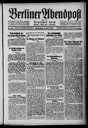 Berliner Abendpost on Apr 29, 1920