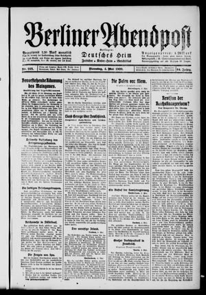 Berliner Abendpost vom 04.05.1920