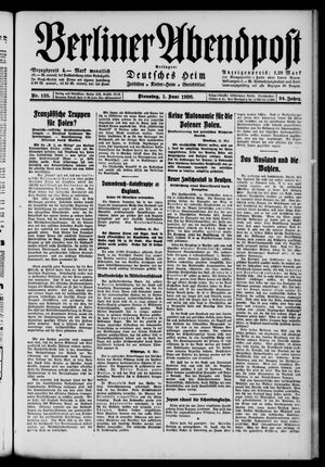 Berliner Abendpost vom 01.06.1920