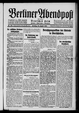 Berliner Abendpost vom 22.08.1920