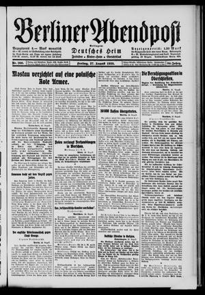 Berliner Abendpost vom 27.08.1920