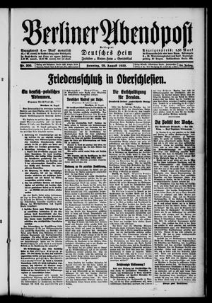 Berliner Abendpost on Aug 29, 1920