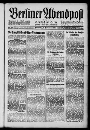 Berliner Abendpost vom 02.09.1920