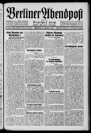 Berliner Abendpost vom 27.10.1920