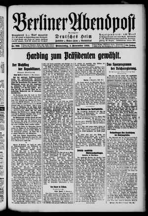 Berliner Abendpost vom 04.11.1920