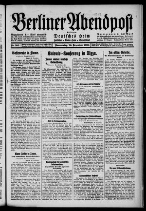 Berliner Abendpost vom 30.12.1920