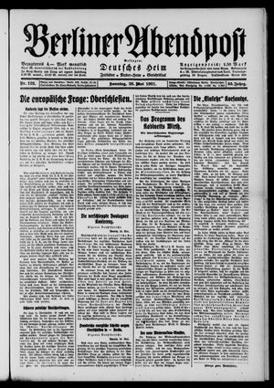Berliner Abendpost vom 29.05.1921