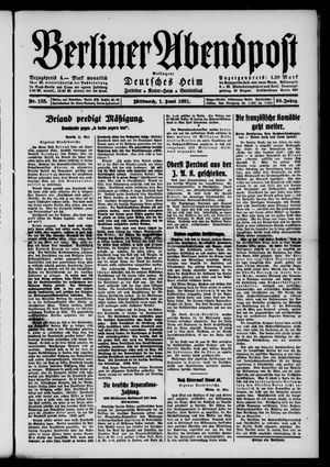Berliner Abendpost vom 01.06.1921