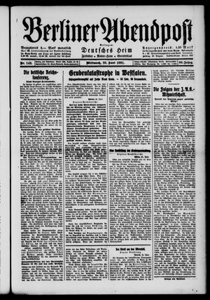 Berliner Abendpost on Jun 22, 1921