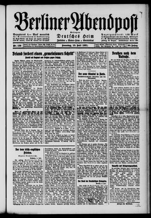 Berliner Abendpost vom 10.07.1921