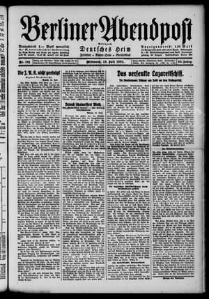 Berliner Abendpost on Jul 13, 1921