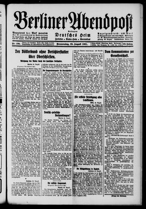 Berliner Abendpost vom 25.08.1921