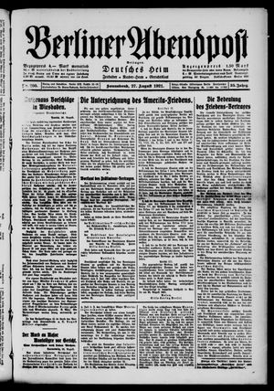 Berliner Abendpost vom 27.08.1921