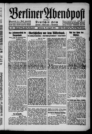 Berliner Abendpost vom 31.08.1921