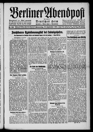 Berliner Abendpost vom 22.09.1921