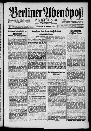 Berliner Abendpost vom 01.10.1921