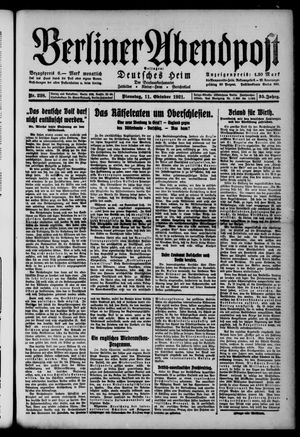 Berliner Abendpost vom 11.10.1921