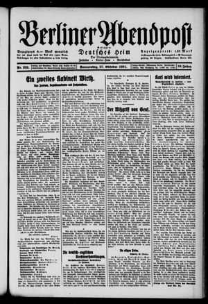 Berliner Abendpost vom 27.10.1921