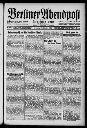 Berliner Abendpost vom 30.10.1921