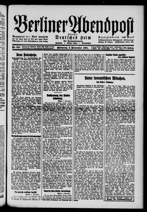 Berliner Abendpost vom 02.11.1921