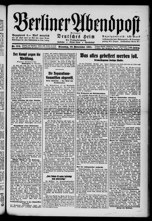 Berliner Abendpost vom 22.11.1921