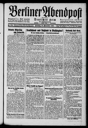Berliner Abendpost vom 27.11.1921