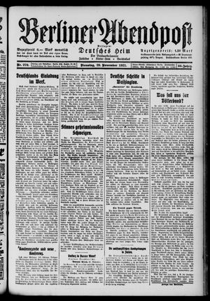 Berliner Abendpost vom 29.11.1921