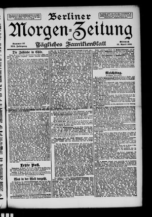 Berliner Morgen-Zeitung on Apr 15, 1891
