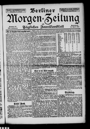 Berliner Morgenzeitung vom 18.04.1891