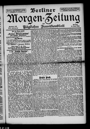 Berliner Morgenzeitung vom 19.06.1891