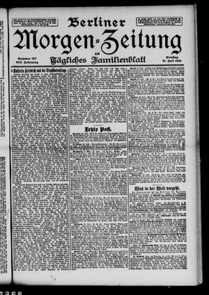 Berliner Morgen-Zeitung vom 21.07.1891