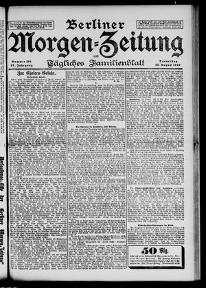 Berliner Morgen-Zeitung vom 25.08.1892