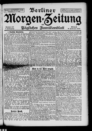 Berliner Morgenzeitung vom 21.02.1894