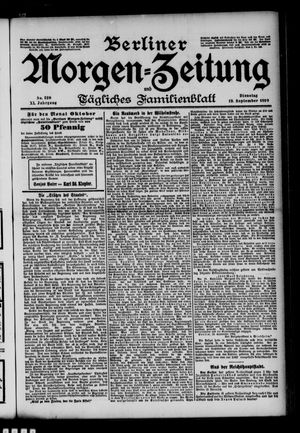 Berliner Morgen-Zeitung vom 19.09.1899