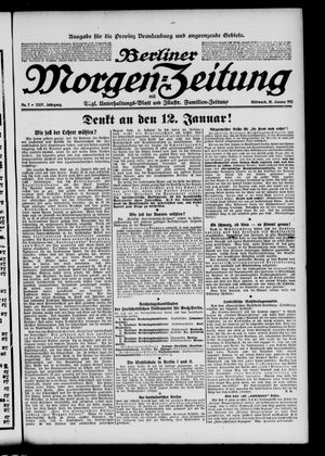 Berliner Morgenzeitung vom 10.01.1912