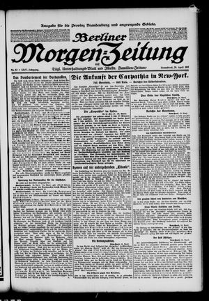 Berliner Morgen-Zeitung on Apr 20, 1912